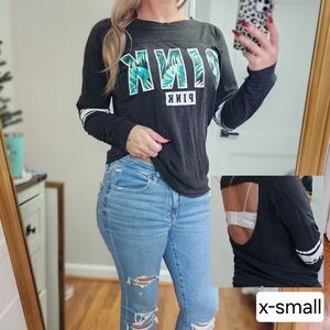 Victoria's Secret PINK | Tropical Print Open Back Long Sleeve Top